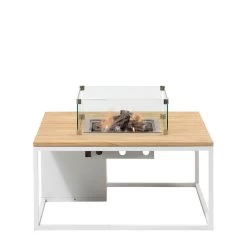 COSILOFT 100x100x47 White/ Teak Top -Tuin Verkoop cosi fires cosiloft 100 white frame teak top 1000x1000 620e424497b11 l