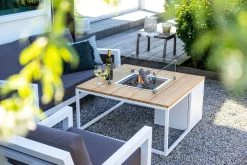 COSILOFT 100x100x47 White/ Teak Top -Tuin Verkoop cosi fires cosiloft 100 white frame teak top 1000x667 620e4244dd494 l