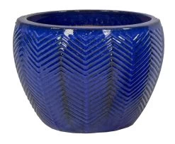 Portly Egg Fishbone Falling Blue - Ø 38 X H 27 Cm