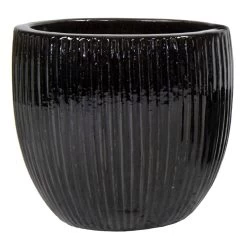 Portly Egg Rib Shiny Black - Ø 28 X H 25 Cm